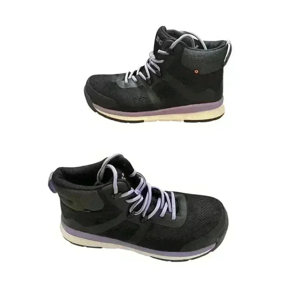 Bogs Sandstone Knit Mid TR Women's 9 Black Purple Composite Safety Toe Work Boot - Picture 1 of 12